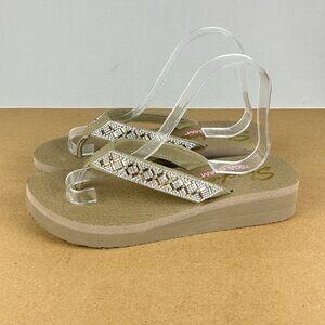 Skechers Cali Vinyasa Yoga Foam Thong Jeweled Sandals Womens 9 Taupe